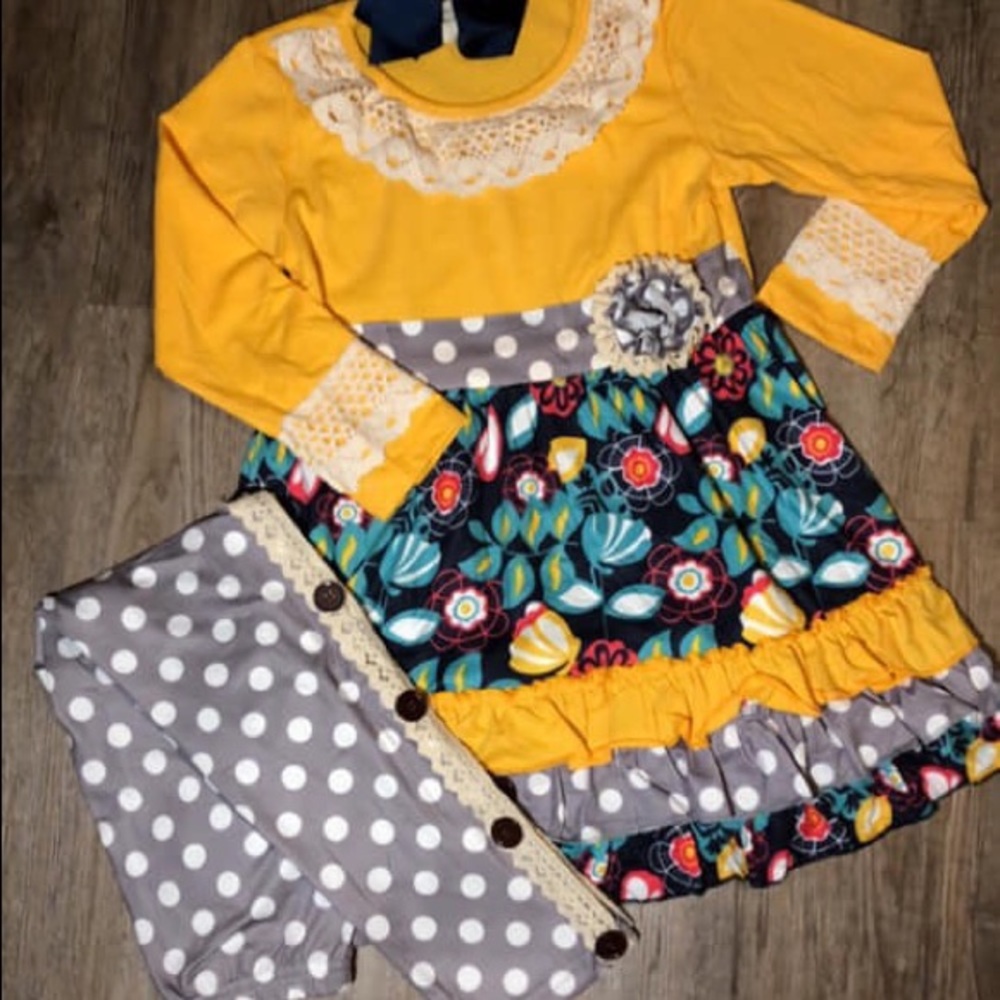 Yellow girls Ruffle Set